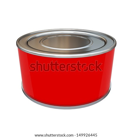 3d red label aluminum can, container blank template in isolated with work paths, clipping paths included