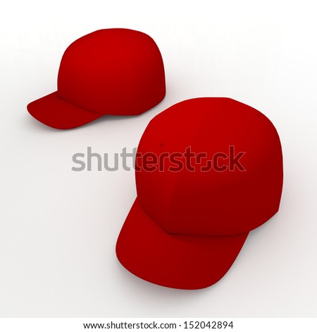3d red baseball cap, baseball hat, headgear blank template in isolated background with clipping paths, work paths included