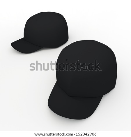 3d black baseball cap, baseball hat, headgear blank template in isolated background with clipping paths, work paths included