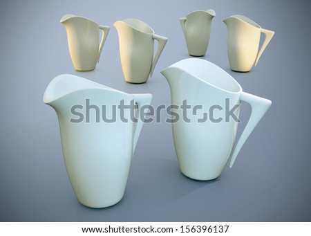 3d clean white fancy design jugs template products with clipping paths, work paths includes