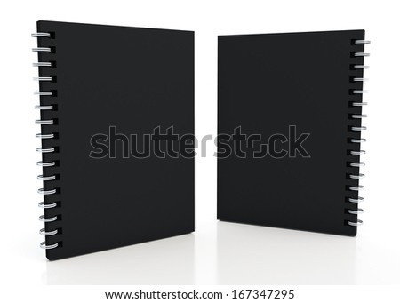 3d black notebook and wires  in isolated background with work paths, clipping paths included