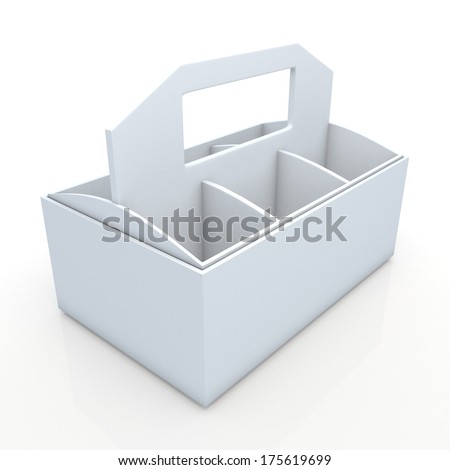3d clean white beverage bottles box and partition packaging hexagon box and lids for blank template products in isolated background with clipping paths, work paths included