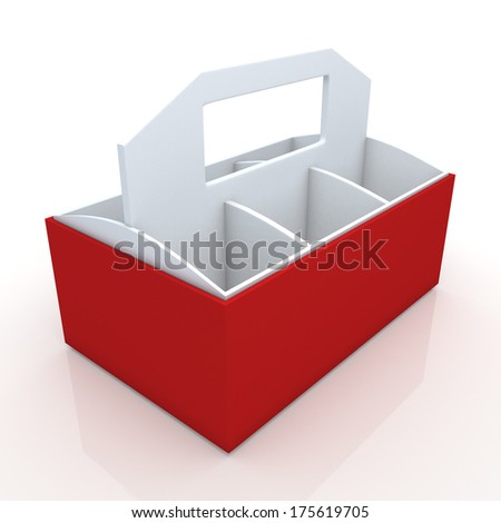 3d white and red beverage bottles box and partition packaging hexagon box and lids for blank template products in isolated background with clipping paths, work paths included