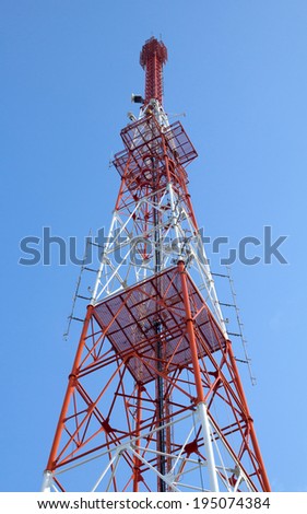 transmitter television station antenna in blue sky