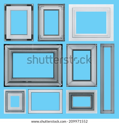 3D render transparent glass frames in isolated background with work paths, clipping paths included