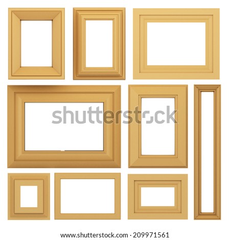 3D render original brown frames in isolated background with work paths, clipping paths included