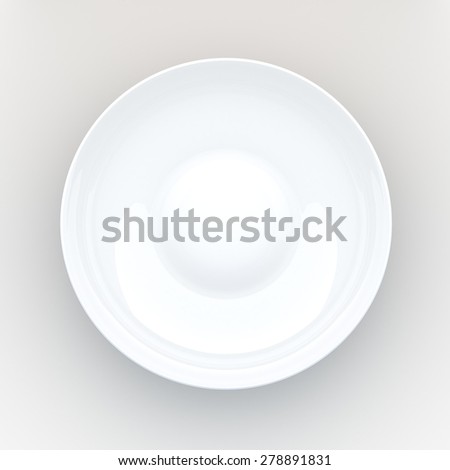 3D Rendering Blank Clean White Bowl in Isolated Background with Work Paths, Clipping paths Included.