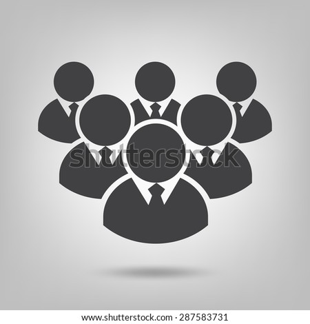 Vector Flat icon. Crowd of Businessman. People Business Concept.