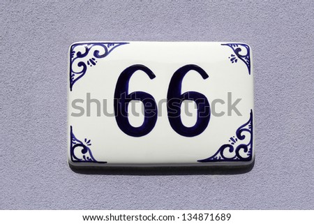 number sixty-six, house address plate number