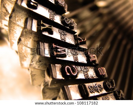Typewriter/ Closeup view of old typewriter keys