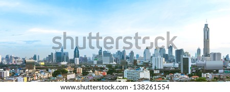 Panorama cityscape, modern building  Bangkok Business district.