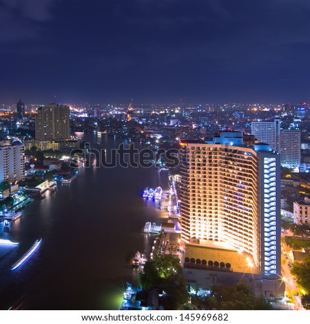 Bangkok cityscape. Bangkok night view in the business district. at dusk.
