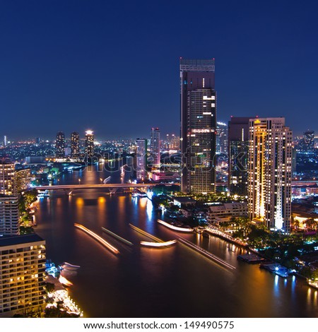 Bangkok cityscape. Bangkok night view  in the business district. at dusk.