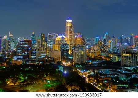Bangkok cityscape. Bangkok night view in the business district. at dusk.