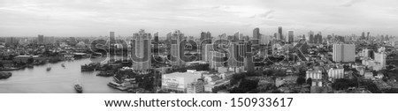 Panorama city scape, modern building Bangkok Business district.
