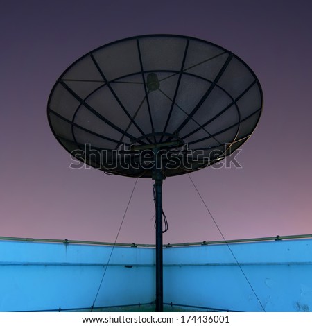 Satellite dish for communication, Network technology, at night.
