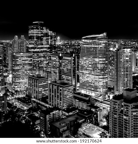 Modern buildings in the business district, Concept Black and White.