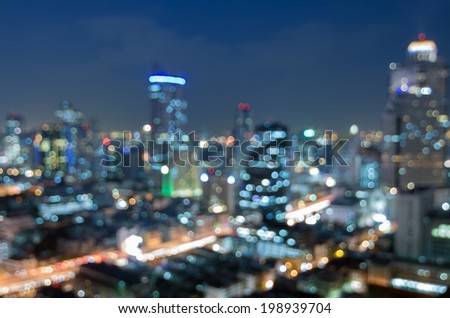 Blurred abstract background lights, beautiful cityscape view.