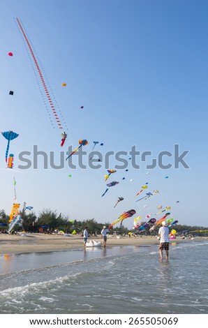 PHETCHABURI THAILAND-March 28: Cha-Am International Kite Festival 2015 Thailand 