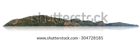 Panorama mountain isolated on a white background, with clipping path.