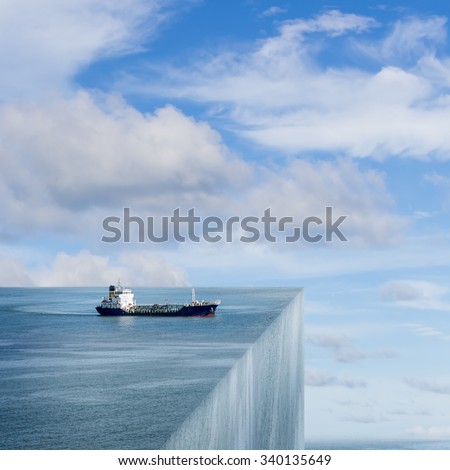 The marine cargo ships. Risk concept surreal art.