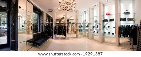 panoramic image of luxury boutique interior
