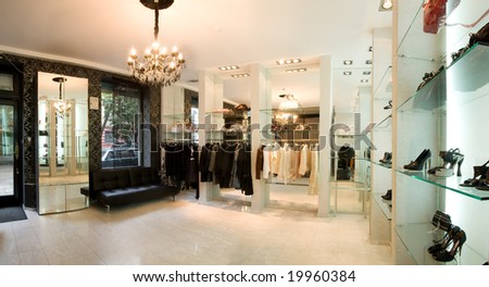 panoramic image of luxury boutique interior