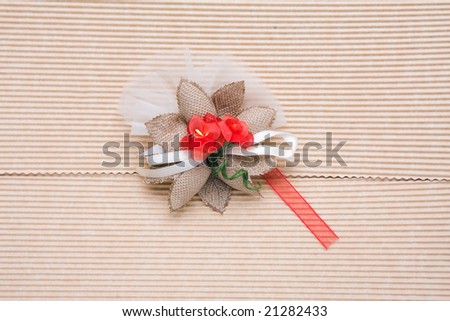 close up of cardboard gift packing with decoration
