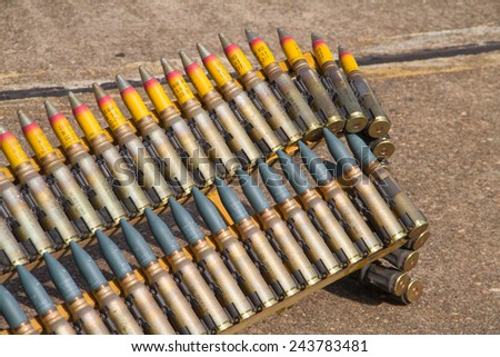 Military ammunition-heavy machine gun bullet, sign of war