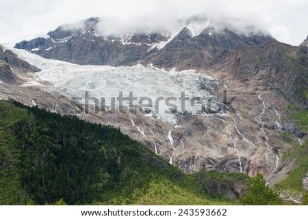 YUBENG, CHINA - Aug 9 2014: Glacier at Yubeng Village. a famous landscape in the Tibetan village of Deqin, Yunnan, China.
