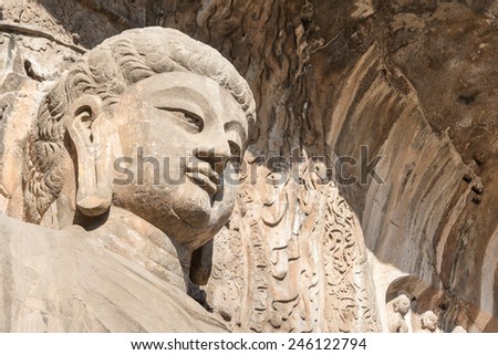 LUOYANG, CHINA - NOV 13 2014: Longmen Grottoes. UNESCO World heritage site in Luoyang, Henan, China.