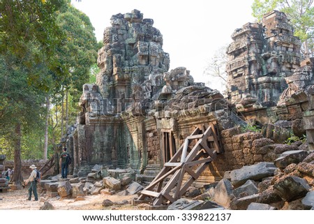 Siem Reap, Cambodia - Feb 4 2015: Ta Som at Angkor. a famous Historical site(UNESCO World Heritage Site) in Angkor, Siem Reap, Cambodia.