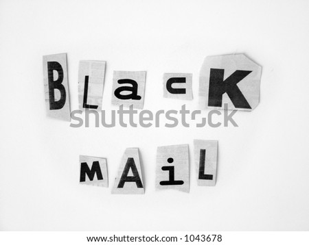stock photo : Newspaper letter cutouts - black mail