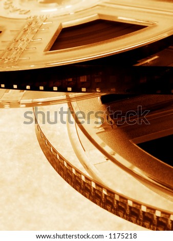 Two Film rolls with two films.Cinema concept