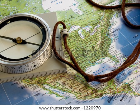 Navigate with compass. Map of north america.