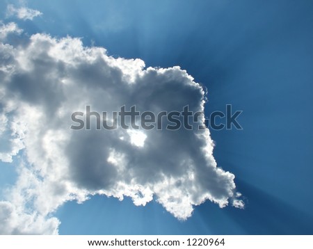 Cloud vs Sun. Battle between light and darkness