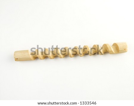Strange wooden spiral object. Wood spiral isolated. Interesting and abstract object