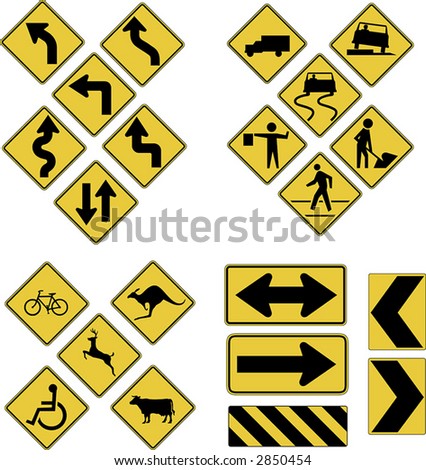 Vector Warning Road Signs - 2850454 : Shutterstock