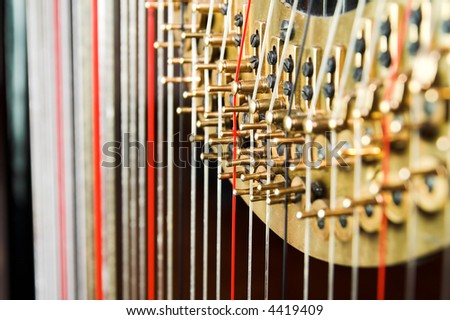 Harp strings. Classic music concept