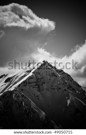 Black and white mountain summit on Alps