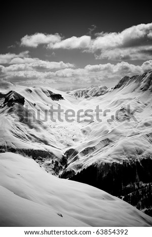 Black and white image of French Alps