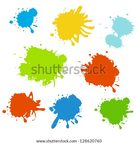 Collection Of Paint Splash. Vector Set Of Brush Strokes. Isolated On White Background