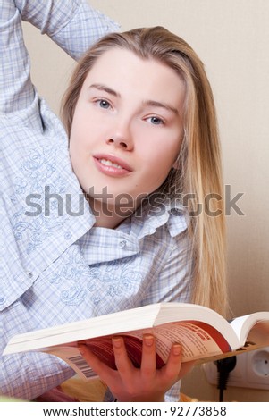 Girl with book or Preparation for the exams