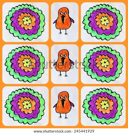 Creative thinking or Creative background, Postcards, Orange bird