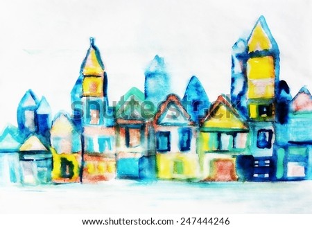 Art city background or Amsterdam background, Watercolor city background