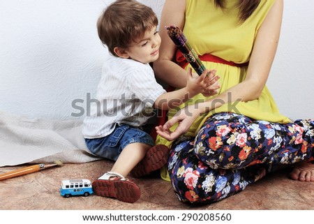 Mother and son or Child playing, Creative child