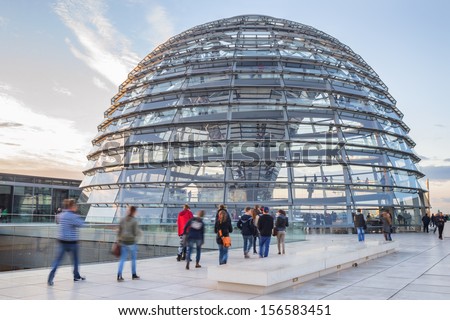 Berlin Germany September 19: Reichstag Dome: Reichstag Dome On September 19 2013 In Berlin Germany. Touristic Tour For Visiting Reichstag Dome In The Late Afternoon.