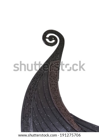The bow of a viking boat isolated on white The bow of a viking boat isolated on white