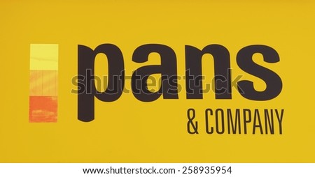 MALAGA, SPAIN - MARCH 01: Pans & Company restaurant logo in Malaga on March 01, 2015. It is an international with 550 locations in 11 countries, part of the Eat & Out group.