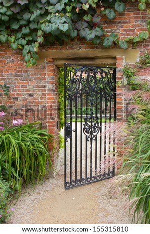 wrought iron gate in garden